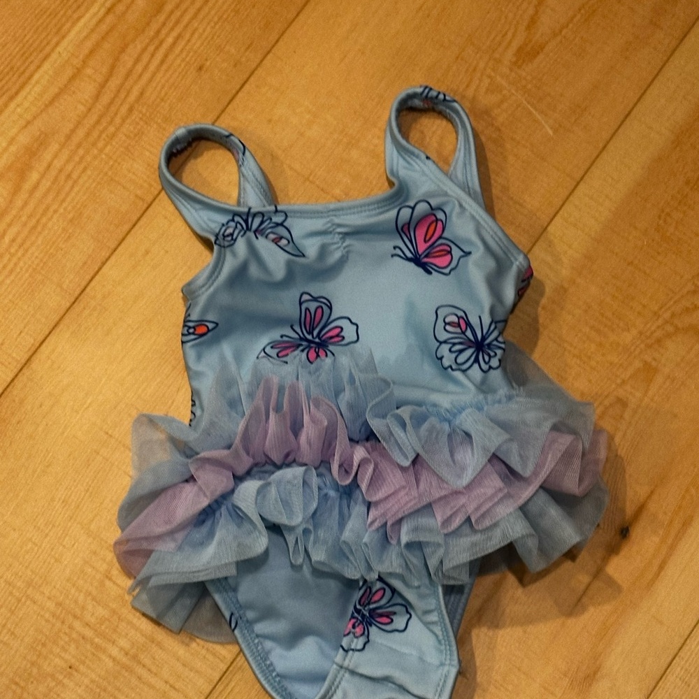 Cat & Jack Light Blue Swimsuit with Butterfly Design